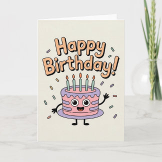 Grappige Verjaardagskaart met een Cute Geboortecak Kaart
