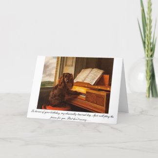 Grappige verjaardagskaart met hond en piano kaart