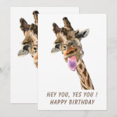 Grappige verjaardagskaart met vrolijke speelse gir (Voorkant / Achterkant)