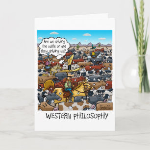 Grappige verjaardagskaart met westerse filosofie kaart