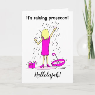 Grappige Verjaardagskaart van Vrouw die Prosecco o Kaart
