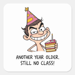 Grappige verjaardagskaart vierkante sticker