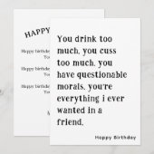 Grappige verjaardagskaart voor beste vriend(in) kaart (Voorkant / Achterkant)