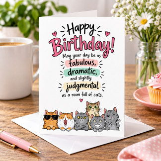 Grappige Verjaardagskaart voor Kattenliefhebbers Kaart