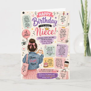 Grappige verjaardagskaart voor nichtje Cute Roze M Kaart