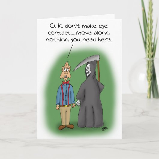 Grappige verjaardagskaarten: blijf lopen kaart (Voorkant)