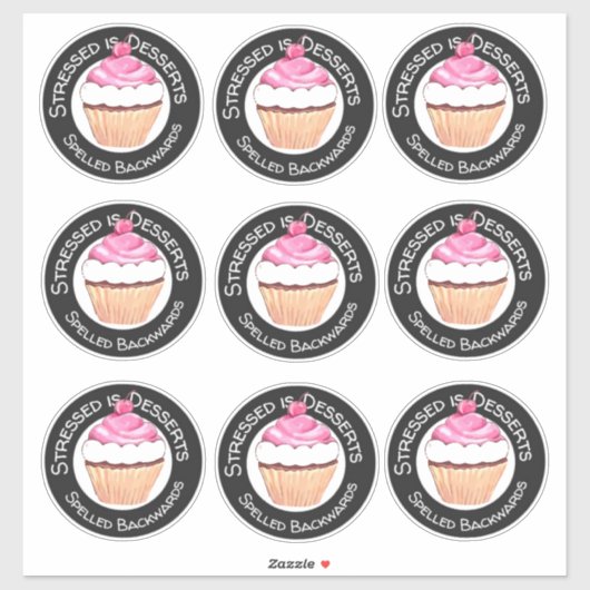 Grappige verjaardagsquote Stickers Roze Cupcakes (Vel)