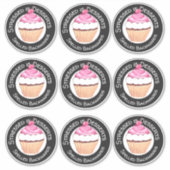 Grappige verjaardagsquote Stickers Roze Cupcakes (Voorkant)
