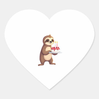 Grappige verjaardagstaart met luiaardkostuum voor  hart sticker