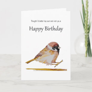Grappige verjaardagswensen Cute Mus Vogel Kaart