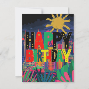 Grappige Verjaardagswensen Pun Stad Thema Briefkaart
