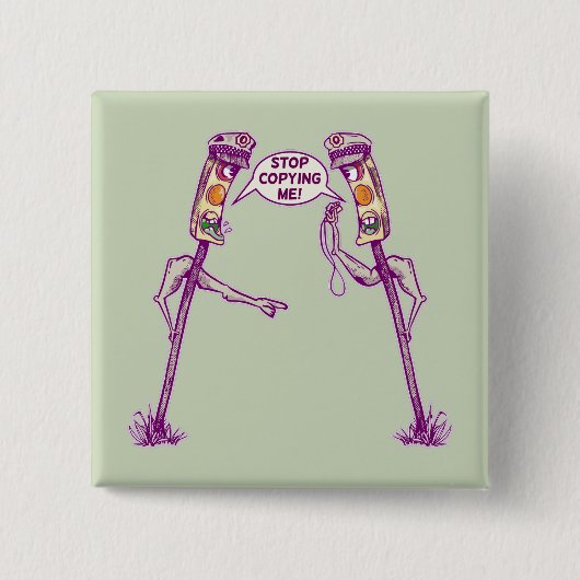 Grappige verkeerslichten vierkante button 5,1 cm (Voorkant)