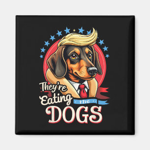 Grappige verkiezing 2024 Retro Ze eten de honden Magneet