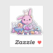 Grappige vermoeide ouder van Multiples Bunny Sticker (Vel)