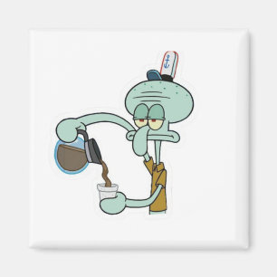Grappige Vermoeide Squidward die Koffie Ongezochte Magneet