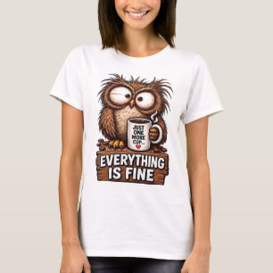 Grappige Vermoeide Uil Koffie T-shirt
