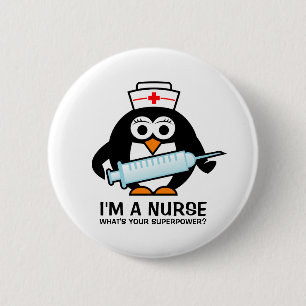 Grappige verpleegknoppen met schattige pinguïn ver ronde button 5,7 cm