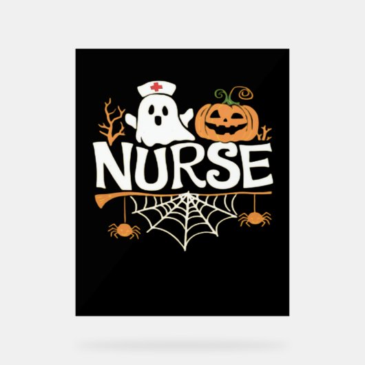 Grappige Verpleegster Halloween Ghost Design Essen Acryl Bord (Voorkant)