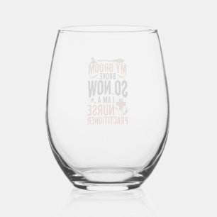 Grappige verpleegster heks Halloween ontwerp_1 Wijnglas Zonder Voet