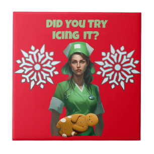 Grappige Verpleegster Icing It Thunder_Cove Tegeltje