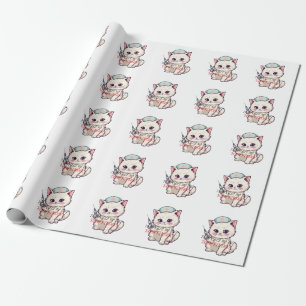 Grappige Verpleegster Kat De Aderzoeker Gepersonal Cadeaupapier