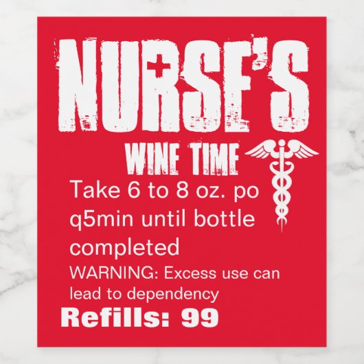Grappige verpleegster recept medische partij wijn etiket (Enkel label)