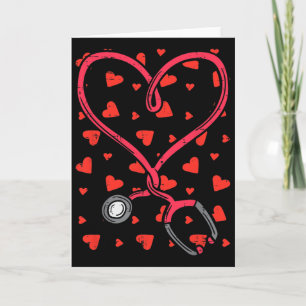Grappige Verpleegster Valentijnsdag Hart Stethosco Kaart