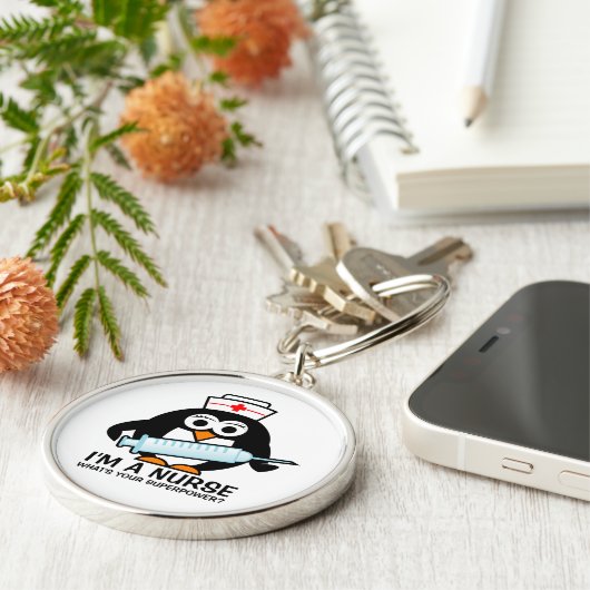 Grappige verpleging sleutelhanger met leuke pinguï (Zijkant)