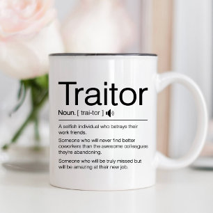 Grappige verrader, leraar verlaat cadeau werk coll tweekleurige koffiemok