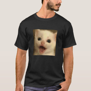 Grappige Verraste Witte Kitten Kat Wazige Foto Mem T-shirt