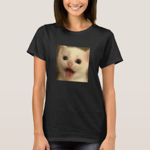 Grappige Verraste Witte Kitten Kat Wazige Foto Mem T-shirt