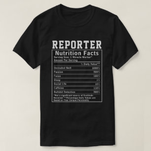 Grappige verslaggever voedingsfeiten Journalisten  T-shirt