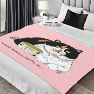 Grappige Verwende Schotse Kat Voer Kat Roze Fleece Deken