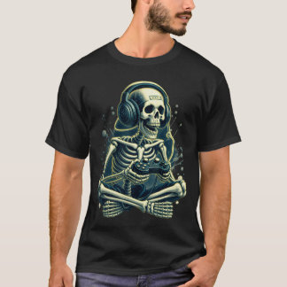 Grappige videogame Halloween skelet gamer gaming B T-shirt