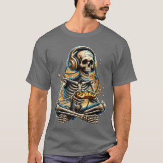 Grappige videogame Halloween skelet gamer gaming B T-shirt