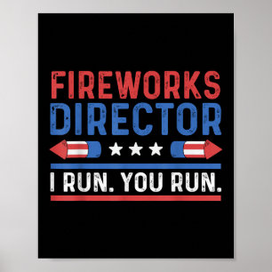 Grappige Vierde 4 Juli Vuurwerk Regisseur Ik Ren Poster