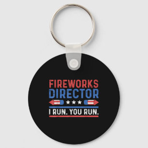 Grappige Vierde 4 Juli Vuurwerk Regisseur Ik Ren Sleutelhanger