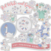 Grappige Vierde Juli Gekke Patriottische Ganzenpar Sticker (Voorkant)