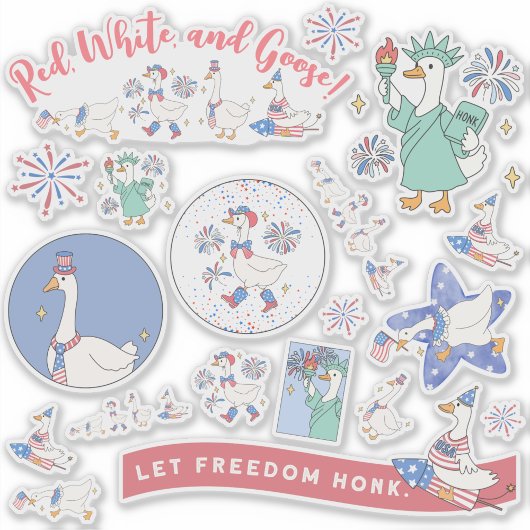 Grappige Vierde Juli Gekke Patriottische Ganzenpar Sticker