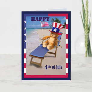 Grappige Vierde Juli kaart Patriottische Teddybeer