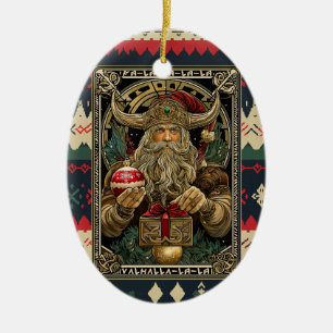 Grappige Viking Kerstman Valhalla Kerstmis Yule Keramisch Ornament