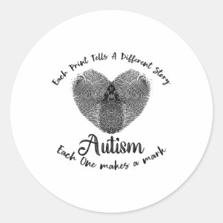 Grappige vingerafdruk autisme elke afdruk vertelt  ronde sticker
