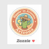 Grappige Vintage Arizona Sippin Cactus Sticker (Vel)