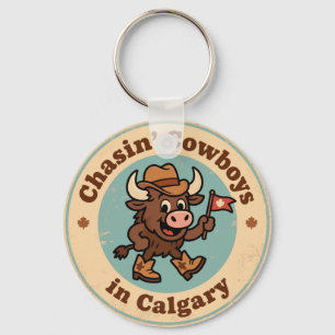 Grappige Vintage Calgary Buffalo Cowboyhoed Retro Sleutelhanger