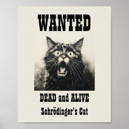 Grappige Vintage Gezocht Poster Schrödinger's Cat