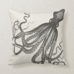 Grappige Vintage Handgetekende Octopus Kussen