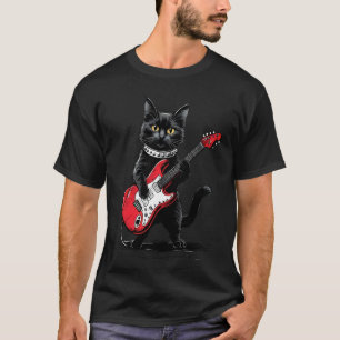 Grappige vintage huiskat speelt gitaar t-shirt
