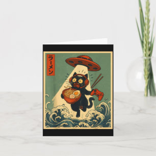 Grappige Vintage Japanse Anime Kat Gamer Ramen Ufo Kaart