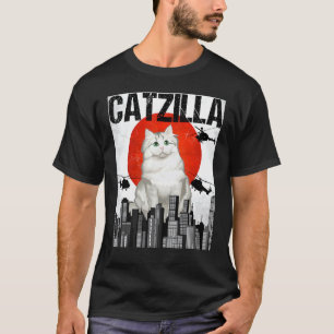 Grappige vintage Japanse Catzilla Ragamuffin kat T-shirt