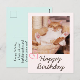 Grappige Vintage Kat en Gelukkige Verjaardag Ansic Briefkaart